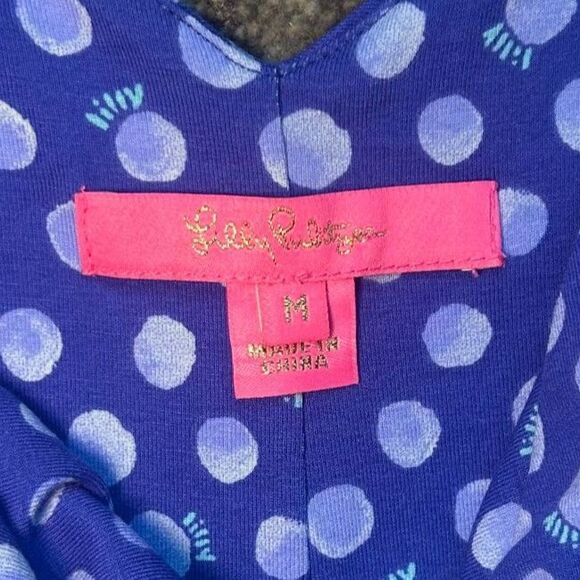Lilly Pulitzer Polka Dot Winslow Dress, Stretch Jersey, Logo Pattern, Size M - Picture 4 of 8